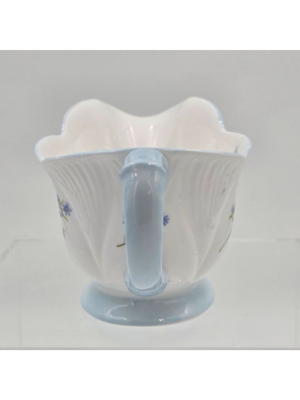 Shelley Blue Rock Dainty Gravy Boat Blue Trim Bone China English Botanical - Picture 3 of 10